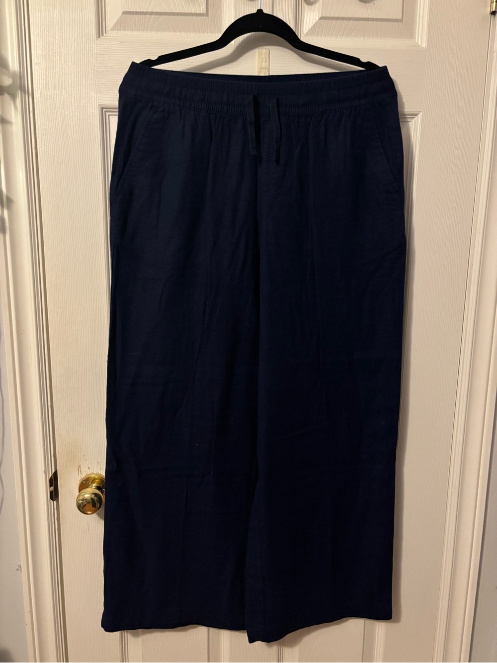 Denver Hayes Navy Wide-Leg linen Pants